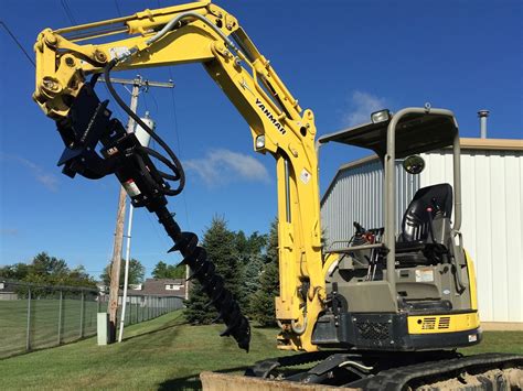 auger attachment for a mini excavator|mini excavator post hole digger.